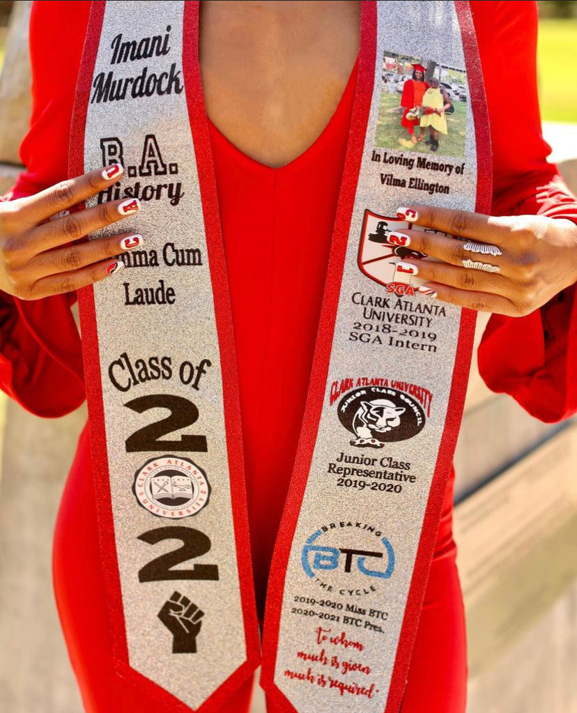 College- Full Glitter Custom Graduation Stole – Mezmerized Designs
